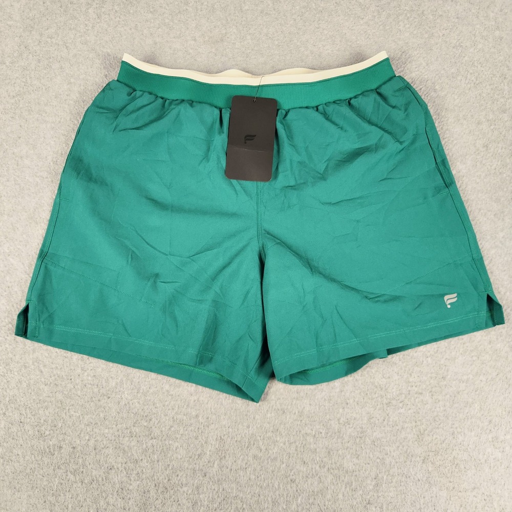 Fabletics The Fundamental Shorts Mens Medium Green Lined 5" Inseam Athletic